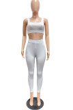 White Sexy Casual Solid Vests Pants U Neck Sleeveless Two Pieces