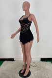 Red Fashion Sexy Solid See-through Backless Spaghetti Strap Sleeveless Dress