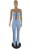 Orange Fashion Sexy Solid Hollowed Out Backless Spaghetti Strap Skinny Jumpsuits