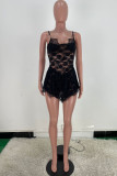 Red Fashion Sexy Solid See-through Backless Spaghetti Strap Sleeveless Dress