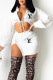 White Fashion Casual Print Letter Turndown Collar Long Sleeve Two Pieces