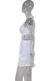 Light Blue Sexy Casual Solid Vests Asymmetrical Turndown Collar Sleeveless Two Pieces