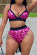 Pink Fashion Sexy Patchwork Sequins Backless Spaghetti Strap Sleeveless Two Pieces