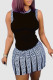 Black Casual Print Patchwork O Neck Sleeveless Two Pieces