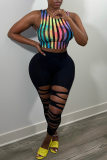 Black Fashion Sexy Solid Ripped Skinny High Waist Pencil Trousers