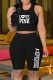 Black Fashion Street Print Letter O Neck Sleeveless Two Pieces