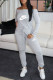 Grey Fashion Casual Print Letter Off the Shoulder Jumpsuits