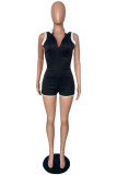 Pink Fashion Casual Solid Patchwork Zipper Collar Skinny Rompers