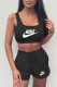 Black Fashion Casual Print Letter U Neck Sleeveless Two Pieces