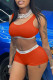 Tangerine Red Sexy Casual Letter Print Patchwork O Neck Sleeveless Two Pieces