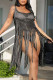 Black Sexy Solid Tassel Hollowed Out Patchwork Swimwears Cover Up
