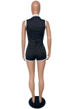 Pink Fashion Casual Solid Patchwork Zipper Collar Skinny Rompers