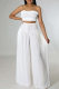 White Sexy Casual Solid Backless Strapless Sleeveless Two Pieces