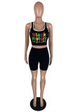 Red Fashion Casual Letter Print Basic U Neck Two Pieces