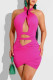 Rose Red Fashion Sexy Solid Hollowed Out Backless Halter Sleeveless Dress Dresses