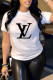 White L Casual Fashion Print Letter O Neck T-Shirts