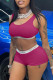 Fuchsia Sexy Casual Letter Print Patchwork O Neck Sleeveless Two Pieces