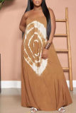 Green Sexy Casual Print Backless Spaghetti Strap Long Dress