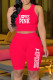 Red Fashion Street Print Letter O Neck Sleeveless Two Pieces