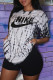 White Fashion Casual Tie Dye Letter O Neck Short Sleeve Two Pieces