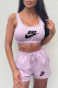 Pink Fashion Casual Print Letter U Neck Sleeveless Two Pieces