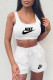 White Fashion Casual Print Letter U Neck Sleeveless Two Pieces