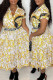 White Fashion Street Print Patchwork Turndown Collar Short Sleeve Two Pieces