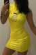 Yellow Sexy Print Patchwork Turtleneck One Step Skirt Dresses