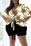 Leopard Print Sexy Print Bandage Split Joint Asymmetrical V Neck Plus Size Two Pieces