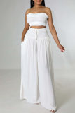 White Sexy Casual Solid Backless Strapless Sleeveless Two Pieces