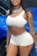 White Sexy Casual Letter Print Patchwork O Neck Sleeveless Two Pieces
