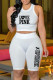 White Fashion Street Print Letter O Neck Sleeveless Two Pieces