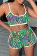 Green Sexy Casual Letter Print Backless Spaghetti Strap Sleeveless Two Pieces