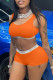Orange Sexy Casual Letter Print Patchwork O Neck Sleeveless Two Pieces
