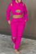Rose Red Fashion Casual Print Patchwork Hooded Collar Long Sleeve Two Pieces