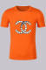 Orange Fashion Casual Print Letter O Neck T-Shirts