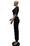 Black Sexy Print Letter O Neck T-Shirts