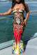 Multicolor Fashion Sexy Print Bandage Backless Halter Sleeveless Dress