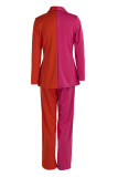 Orange Fashion Casual Solid Patchwork Turndown Collar Long Sleeve Two Pieces