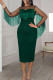 Green Elegant Solid Tassel Patchwork O Neck Evening Dress Dresses
