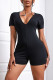 Black Sexy Solid Patchwork Backless V Neck Regular Rompers