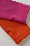 Orange Fashion Casual Solid Patchwork Turndown Collar Long Sleeve Two Pieces