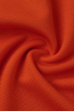 Orange Fashion Casual Solid Patchwork Turndown Collar Long Sleeve Two Pieces