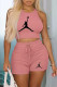 Pink Fashion Casual Print Patchwork O Neck Sleeveless Two Pieces