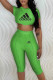 Green Fashion Casual Print Backless O Neck Short Sleeve Two Pieces
