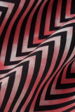 Red Fashion Casual Print Patchwork V Neck Long Sleeve Dresses