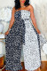 Black Sexy Print Patchwork With Belt Strapless Straight Jumpsuits