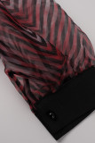 Red Fashion Casual Print Patchwork V Neck Long Sleeve Dresses