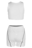 Grey Fashion Casual Solid Basic O Neck Sleeveless Two Pieces