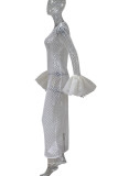 Cream White Sexy Solid Hollowed Out Patchwork Swimwears Cover Up